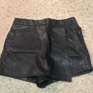 iris Black Faux Leather Skort
